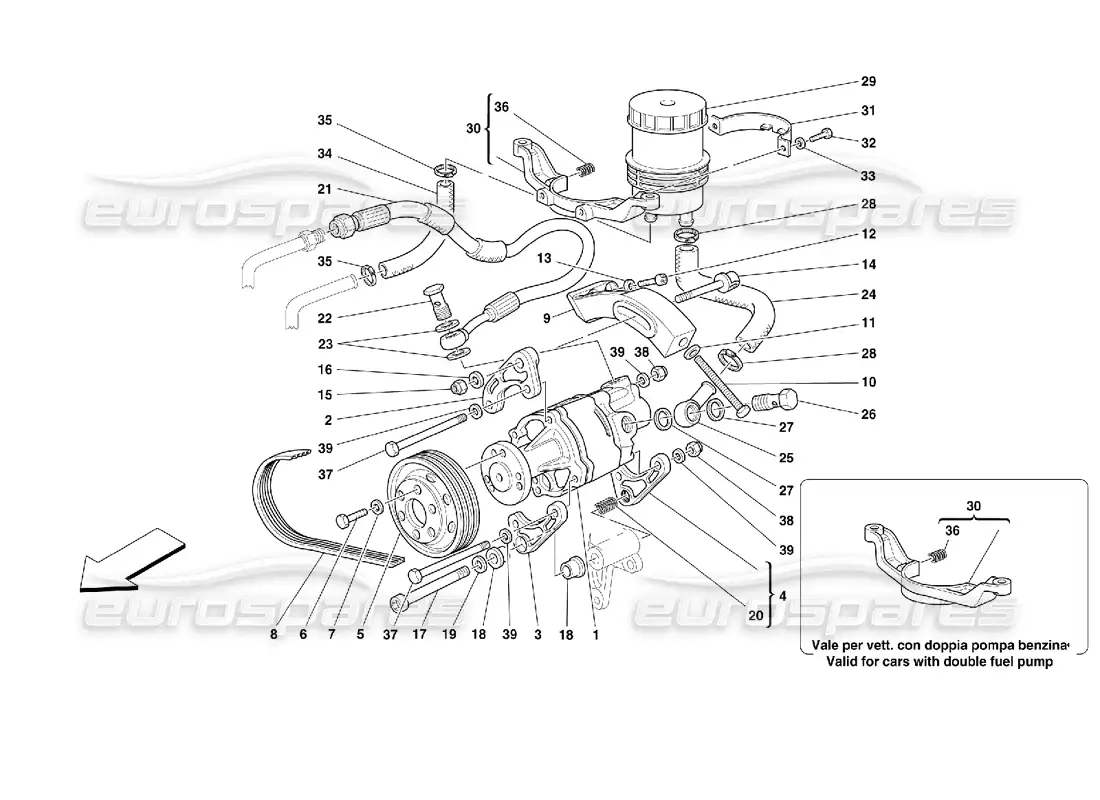 ferrari 355 (2.7 motronic) bomba de dirección hidráulica diagrama de piezas