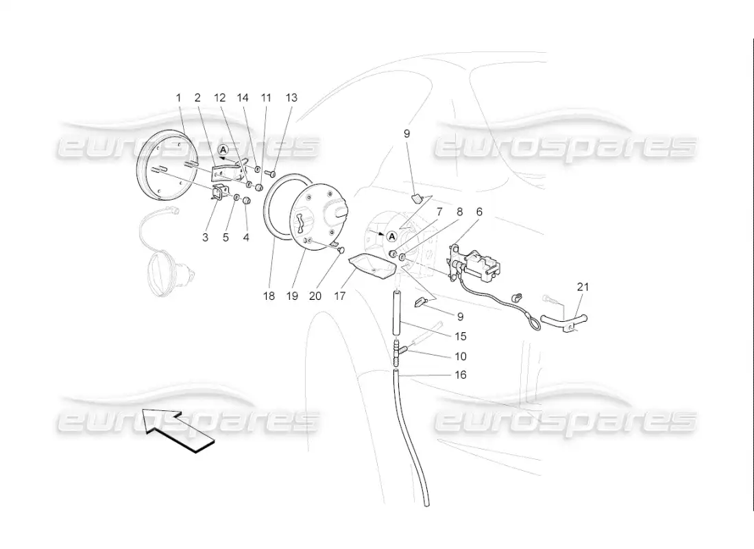 maserati qtp. (2010) 4.7 auto puerta y controles del tanque de combustible diagrama de piezas