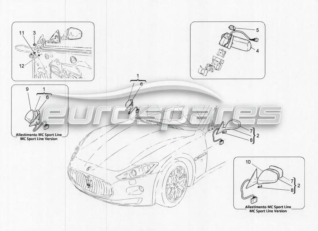 maserati grancabrio mc centenario espejos interiores y exteriores diagrama de piezas