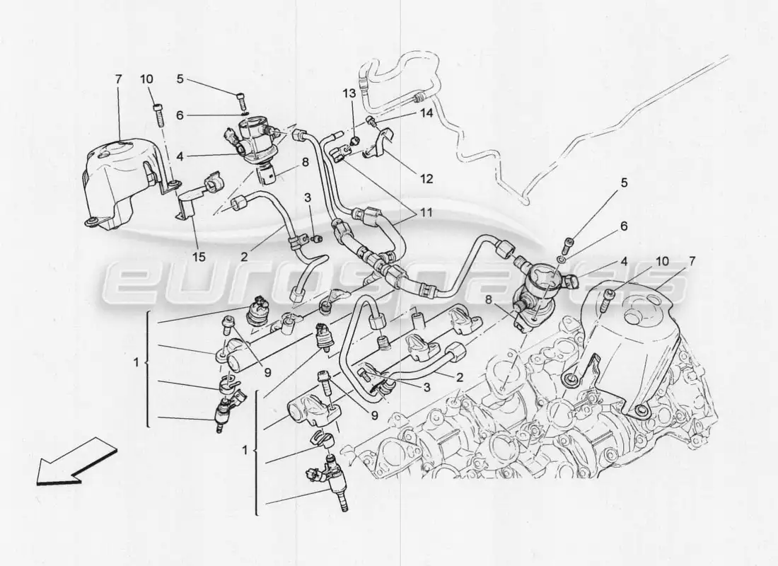 maserati qtp. v8 3.8 530bhp 2014 auto diagrama de piezas de bombas de combustible y líneas de conexión