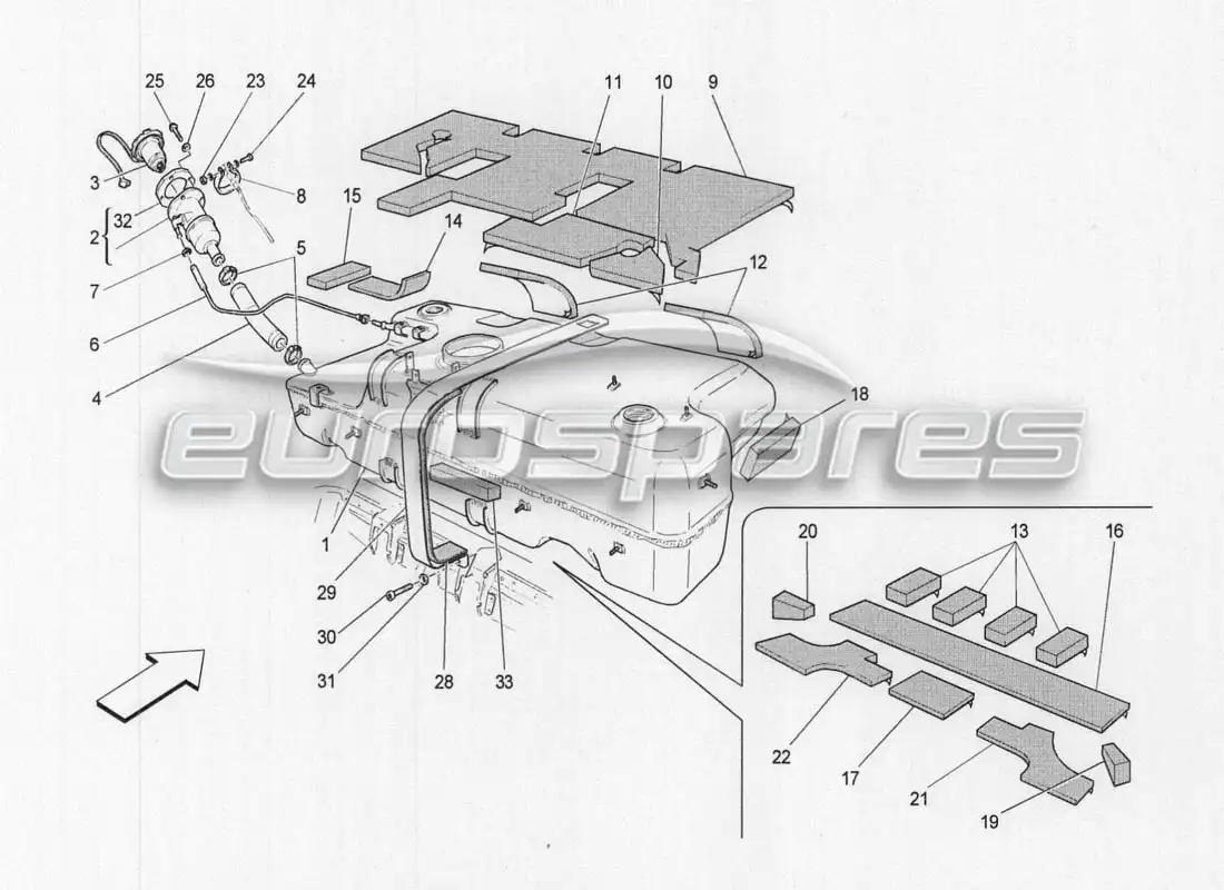 maserati grancabrio mc centenario depósito de combustible diagrama de piezas