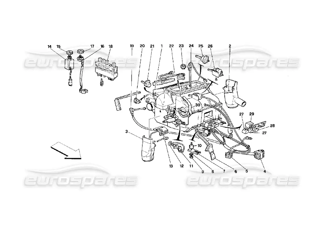 ferrari mondial 3.4 t coupe/cabrio conjunto de aire acondicionado diagrama de piezas