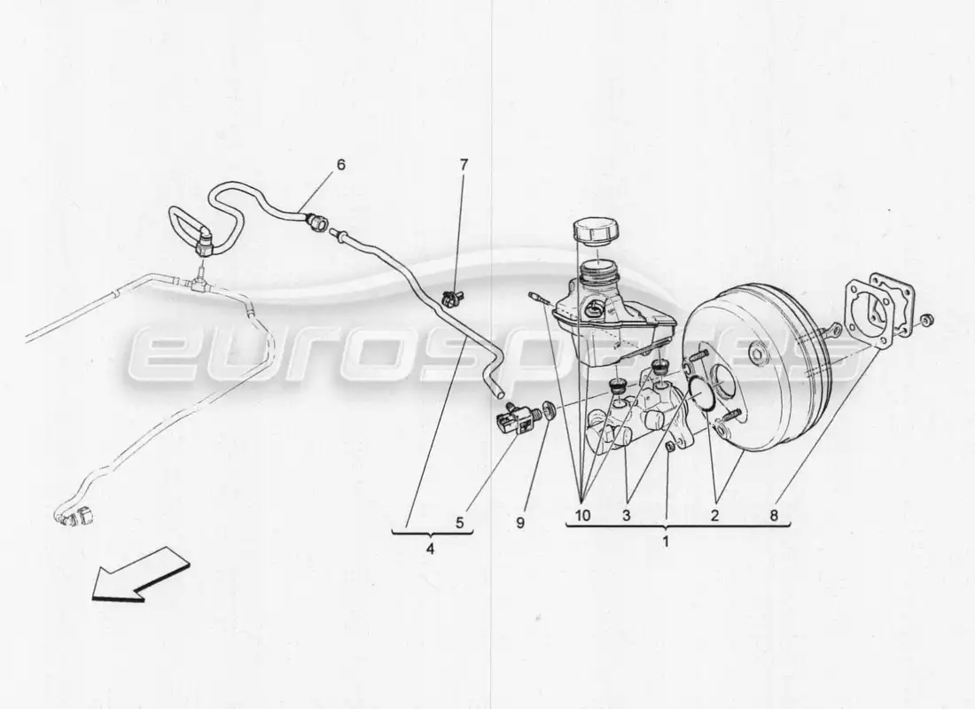 maserati qtp. v8 3.8 530bhp 2014 auto diagrama de piezas del servosistema de freno