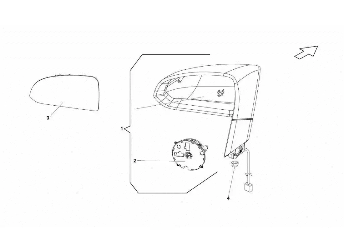 lamborghini gallardo sts ii sc diagrama de piezas del espejo retrovisor exterior