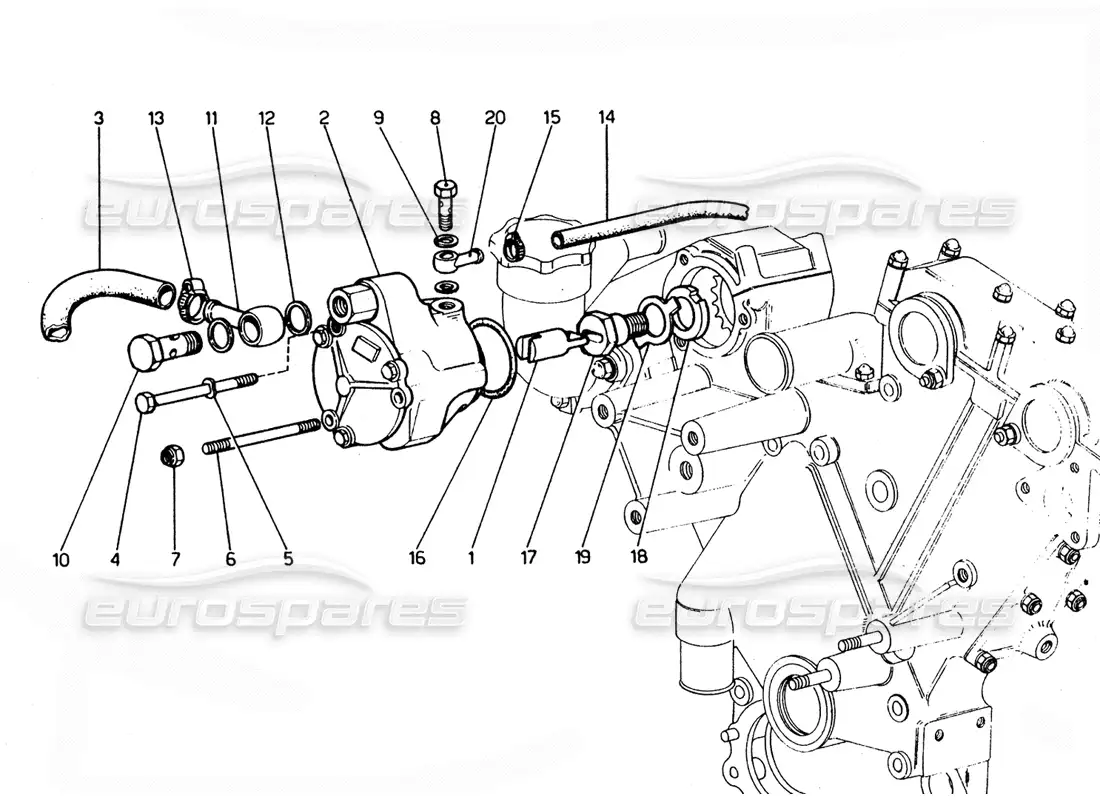 ferrari 365 gtc4 (mechanical) diagrama de piezas de la bomba de vacío de freno