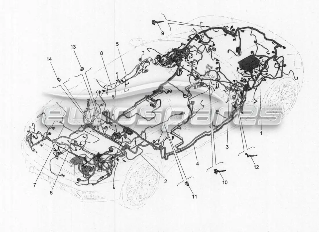 maserati grancabrio mc centenario cableado principal diagrama de piezas