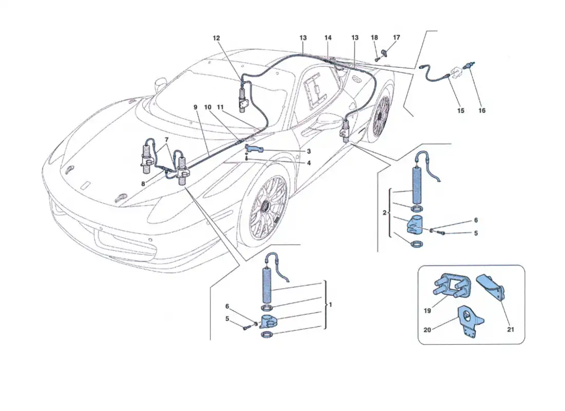 ferrari 458 challenge sistema de elevación de automóviles diagrama de piezas