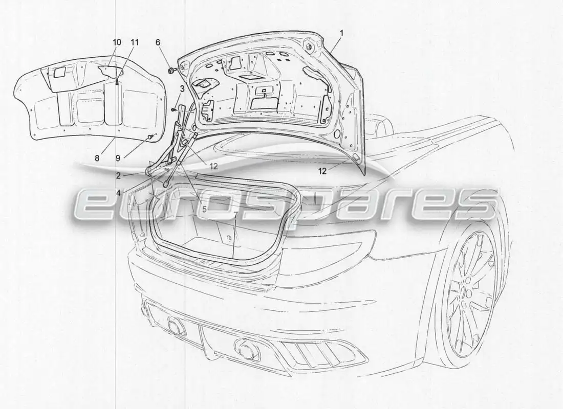 maserati grancabrio mc centenario rear lid diagrama de piezas