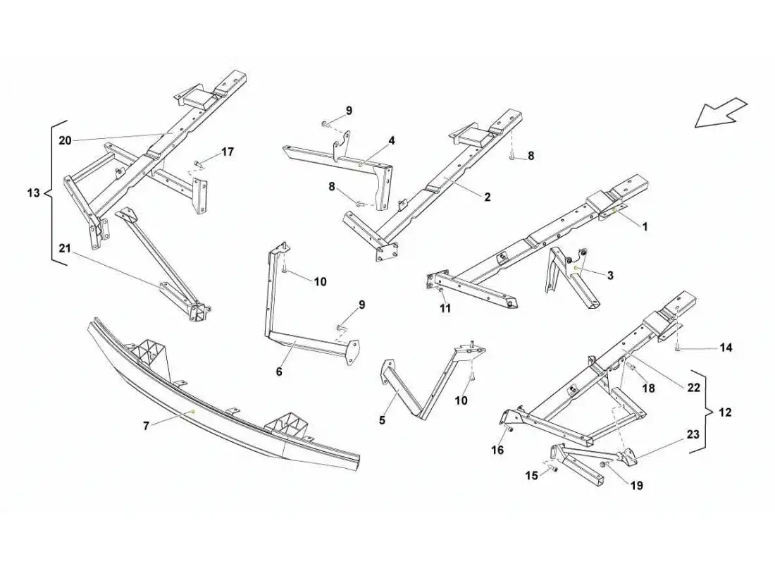 lamborghini gallardo sts ii sc diagrama de piezas de accesorios del marco frontal