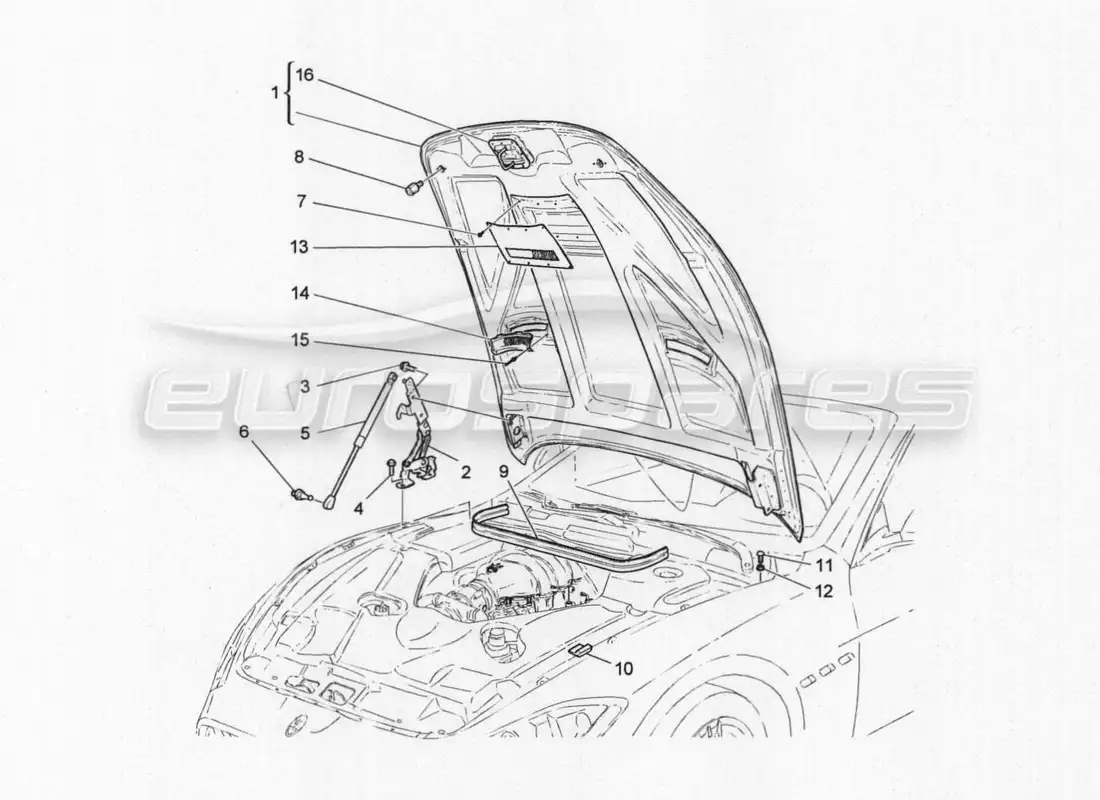maserati granturismo special edition tapa delantera diagrama de piezas