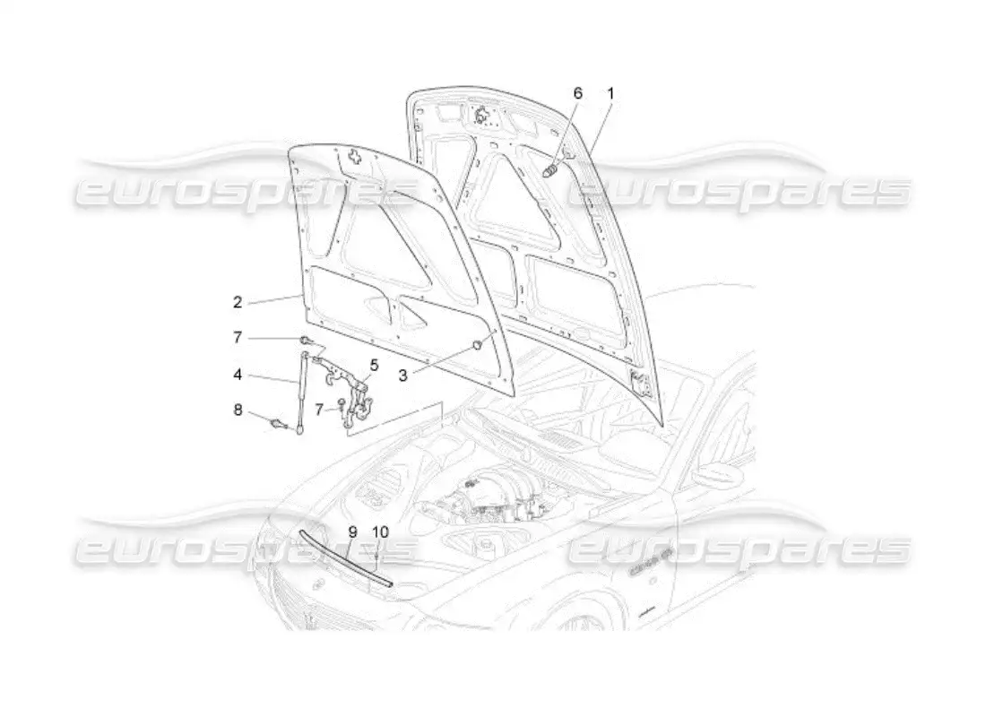 maserati qtp. (2005) 4.2 tapa delantera diagrama de piezas
