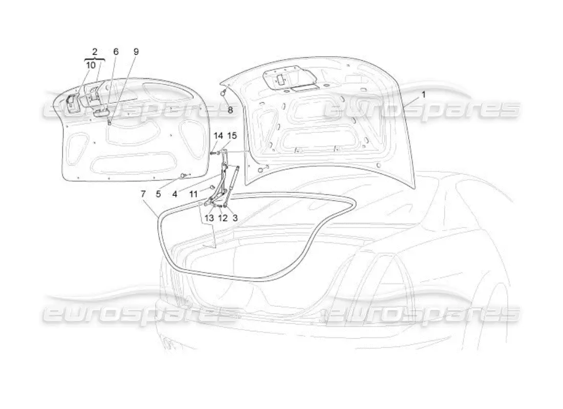 maserati qtp. (2005) 4.2 rear lid diagrama de piezas