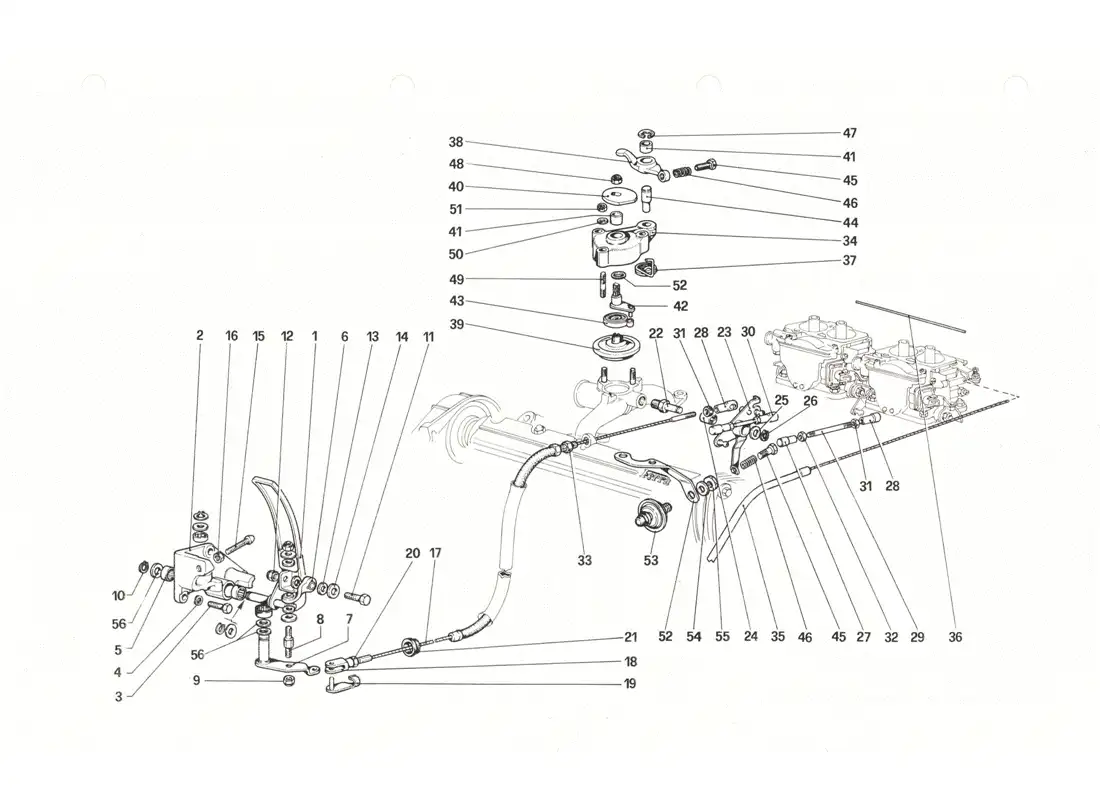 ferrari 208 gtb gts throttle control diagrama de piezas