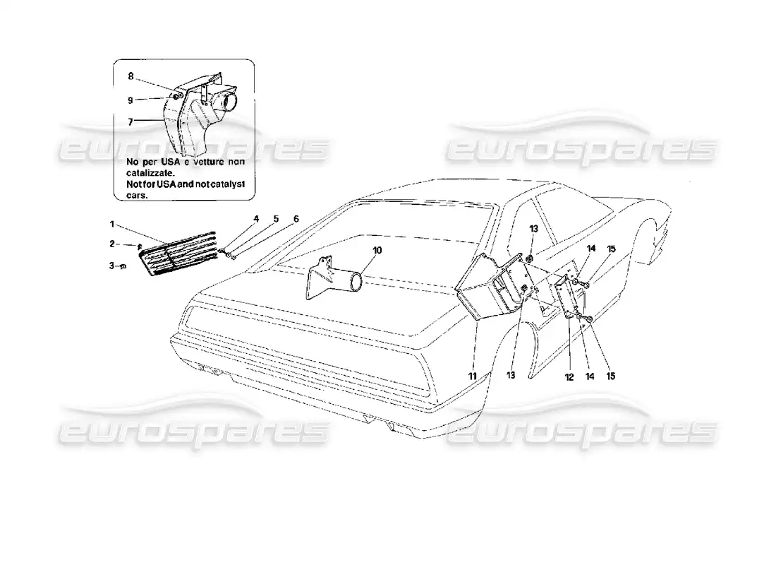 ferrari mondial 3.4 t coupe/cabrio entrada de aire: diagrama de piezas de parrillas y marcos