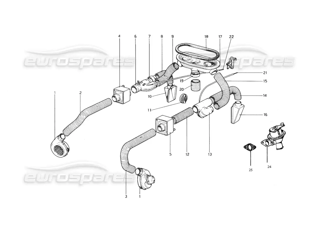ferrari 246 dino (1975) sistema de calefacción diagrama de piezas