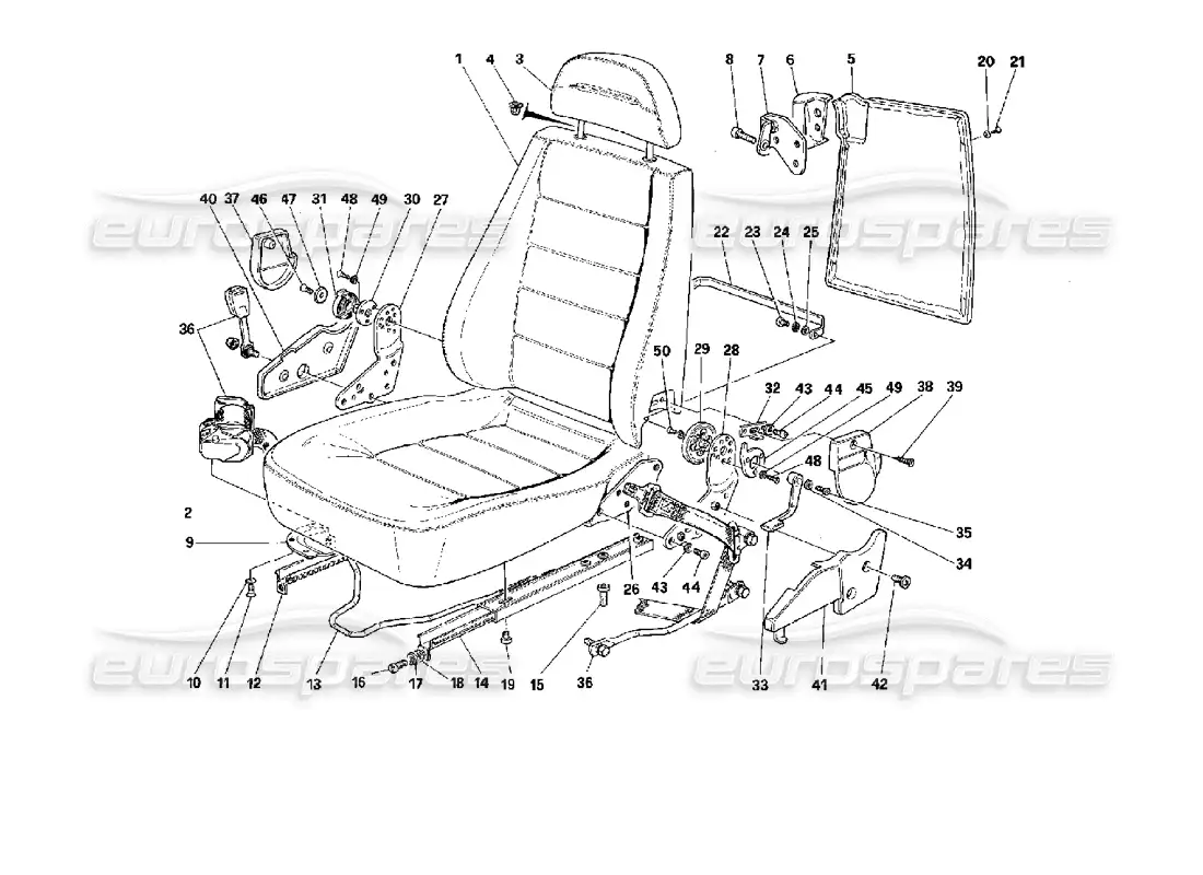 ferrari mondial 3.4 t coupe/cabrio asientos delanteros - válido para cinturones pasivos diagrama de piezas