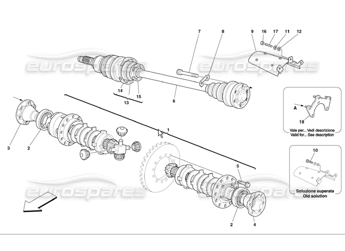 ferrari 360 modena diferencial y semiejes diagrama de piezas
