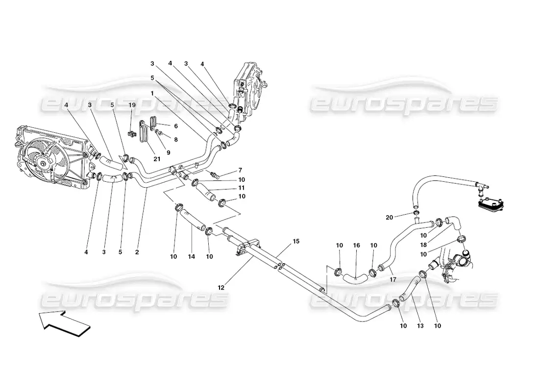 ferrari 430 challenge (2006) sistema de refrigeración diagrama de piezas