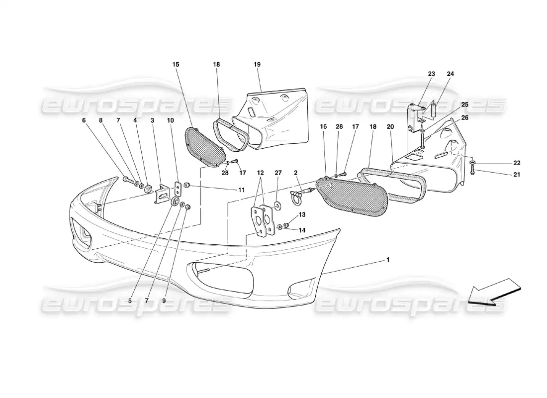 ferrari 360 challenge (2000) parachoques delantero diagrama de piezas