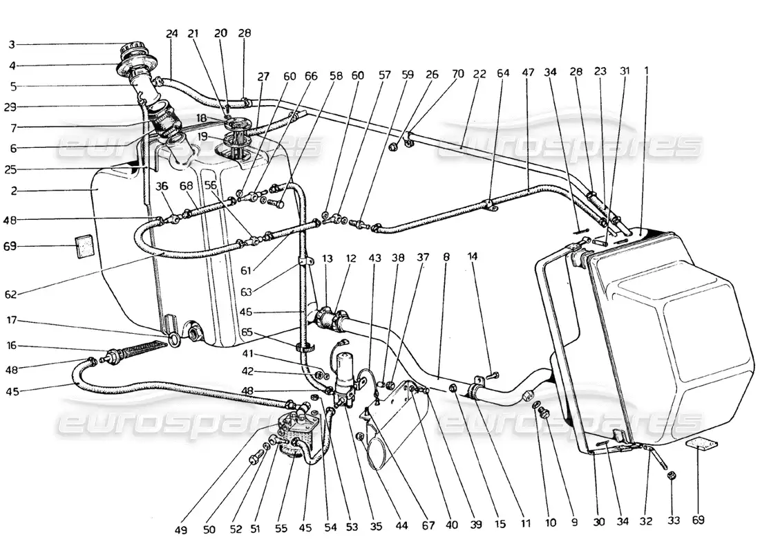 ferrari 308 gtb (1976) fuel system diagrama de piezas