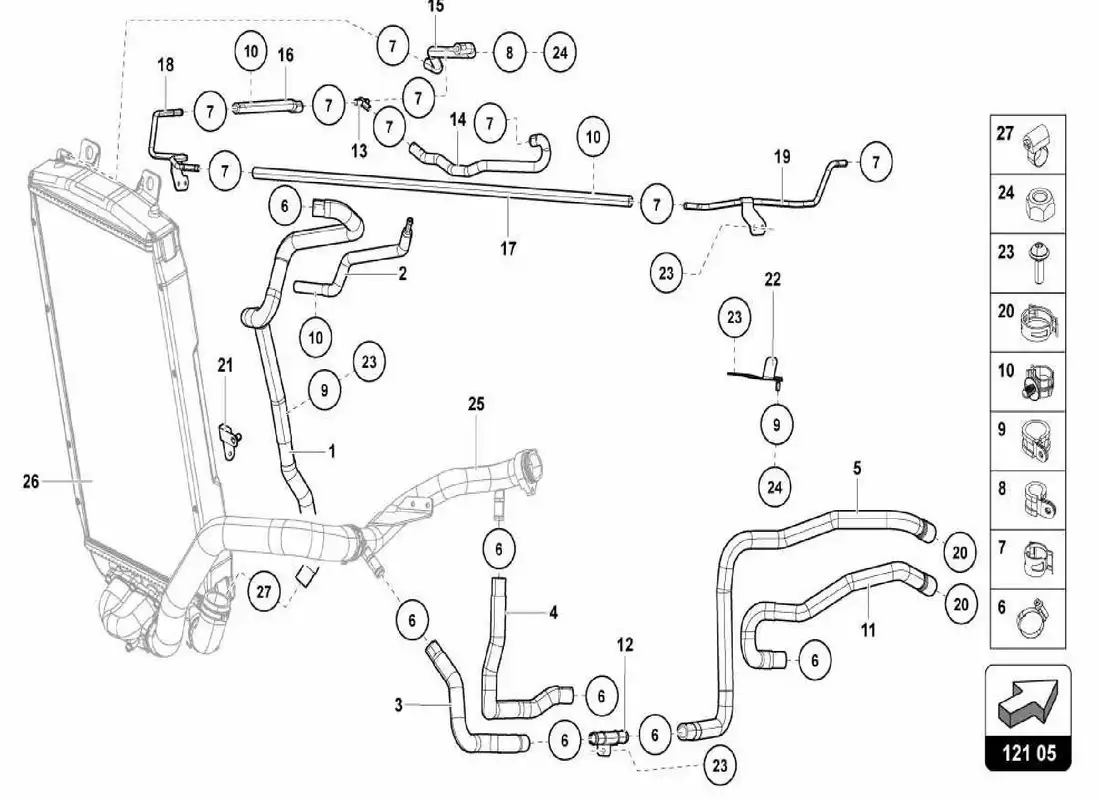 lamborghini centenario spider sistema de refrigeración por agua diagrama de piezas