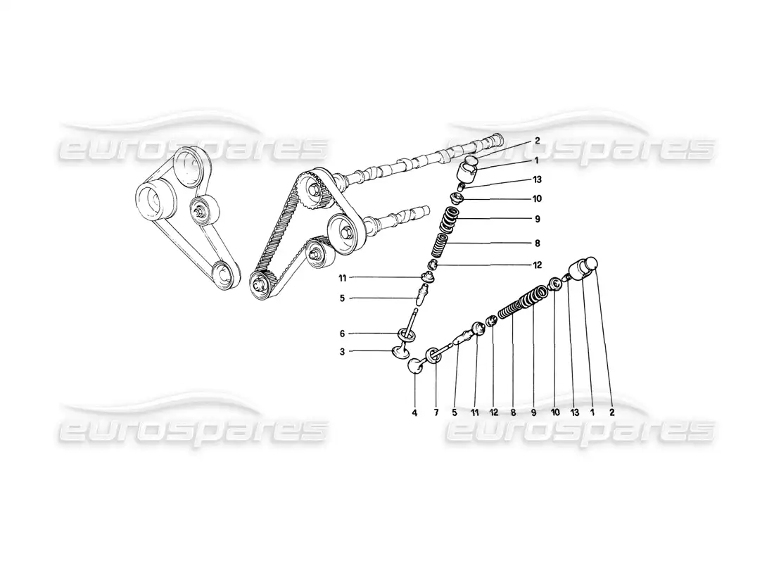 ferrari mondial 8 (1981) timing system - tappets diagrama de piezas
