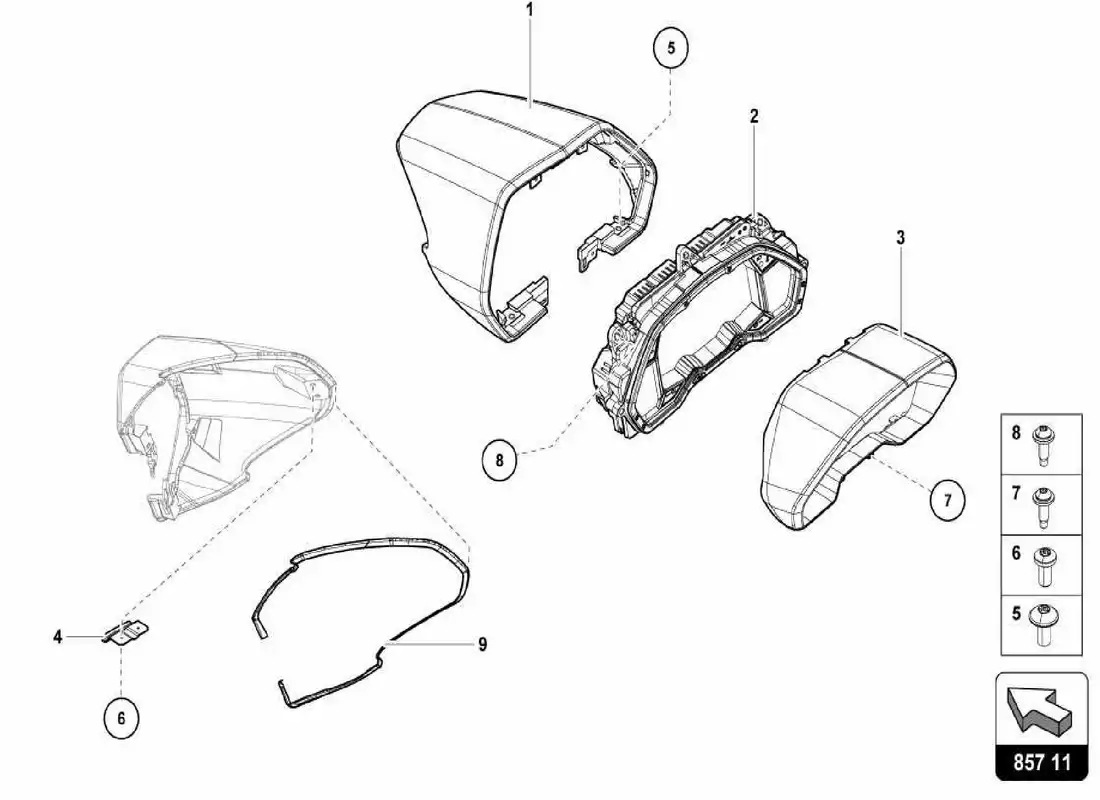 lamborghini centenario spider instrumento combi diagrama de piezas