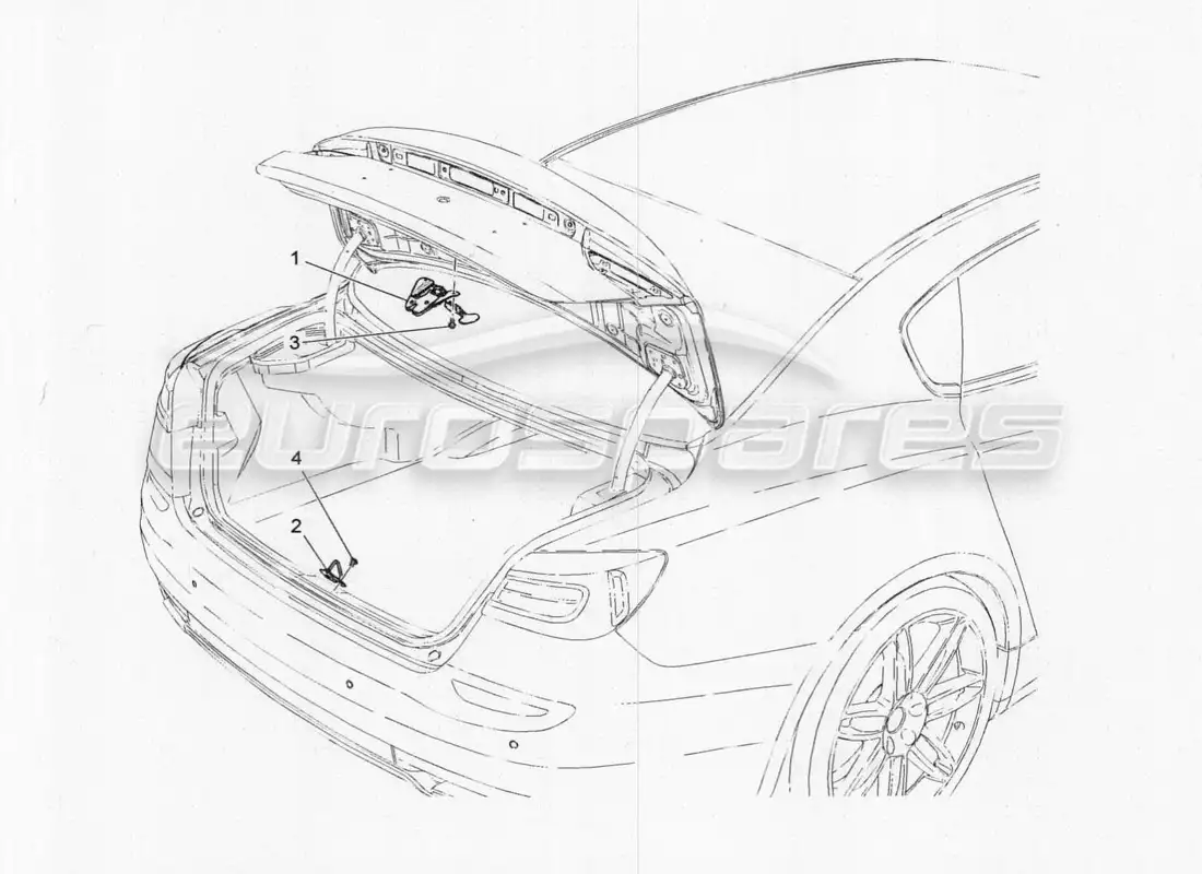 maserati qtp. v8 3.8 530bhp 2014 auto diagrama de piezas de control de apertura de la tapa trasera