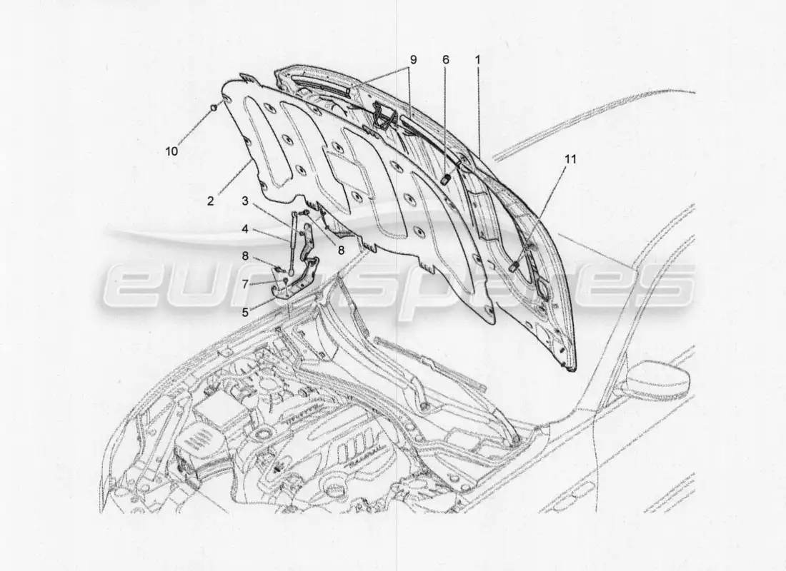 maserati qtp. v8 3.8 530bhp 2014 auto diagrama de piezas de la tapa frontal