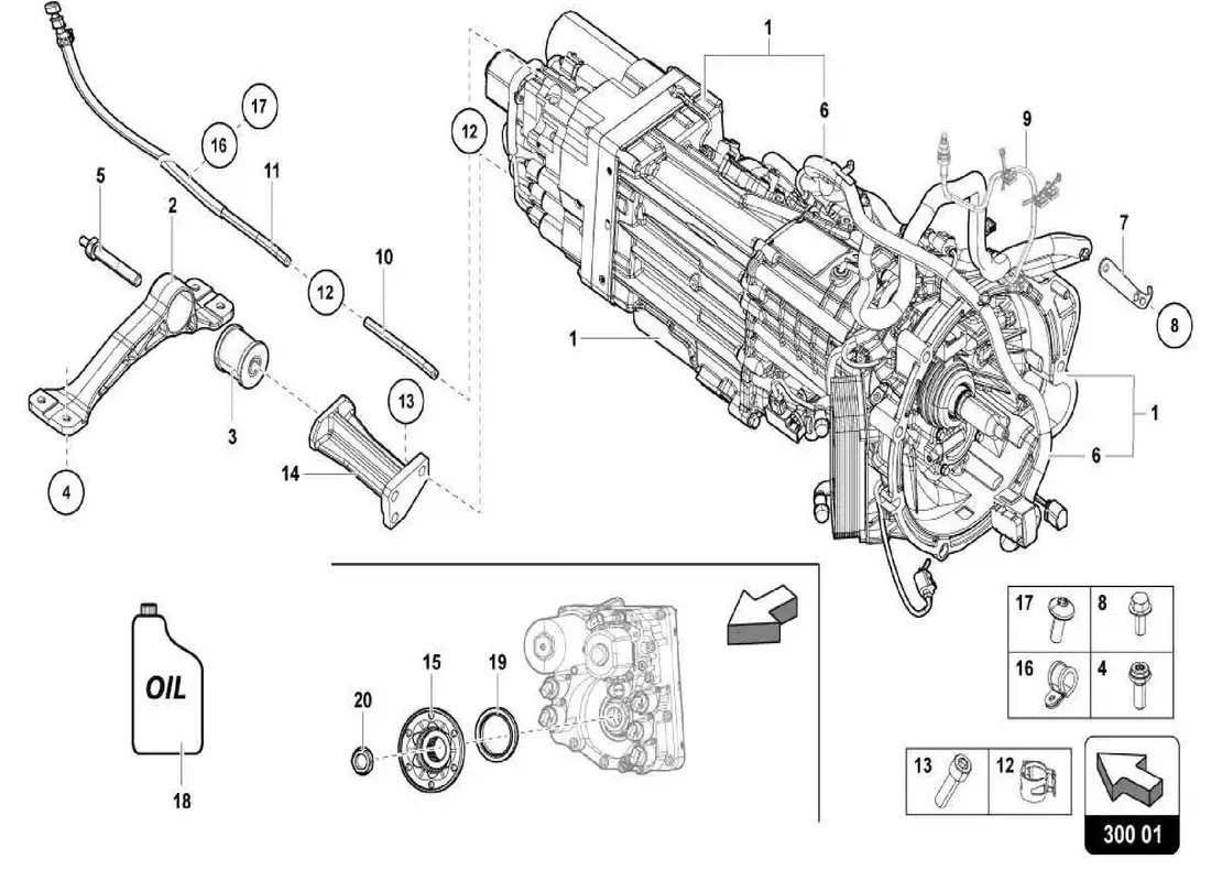 lamborghini centenario spider velocidad caja de cambios automática diagrama de piezas