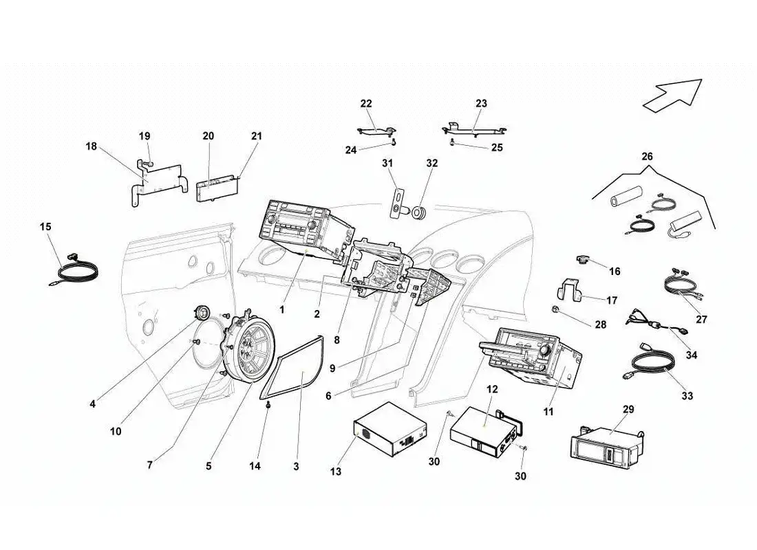 lamborghini gallardo lp560-4s update sistema de alta fidelidad diagrama de piezas