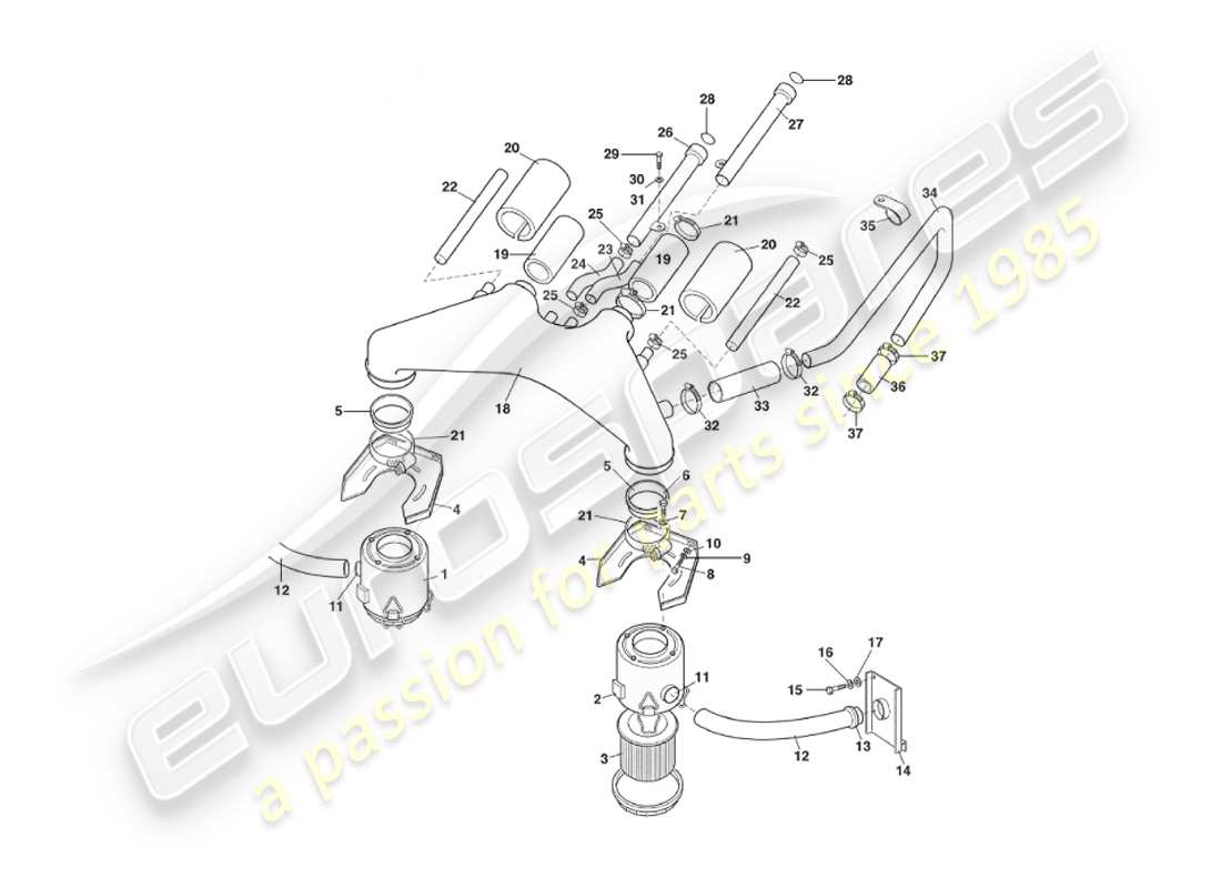 un diagrama de piezas del catálogo de piezas aston martin v8 virage