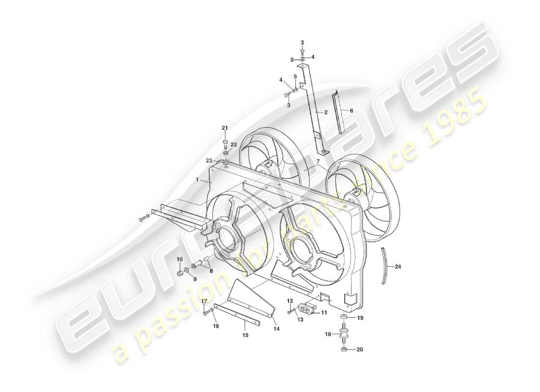 un diagrama de piezas del catálogo de piezas aston martin v8 virage (2000)
