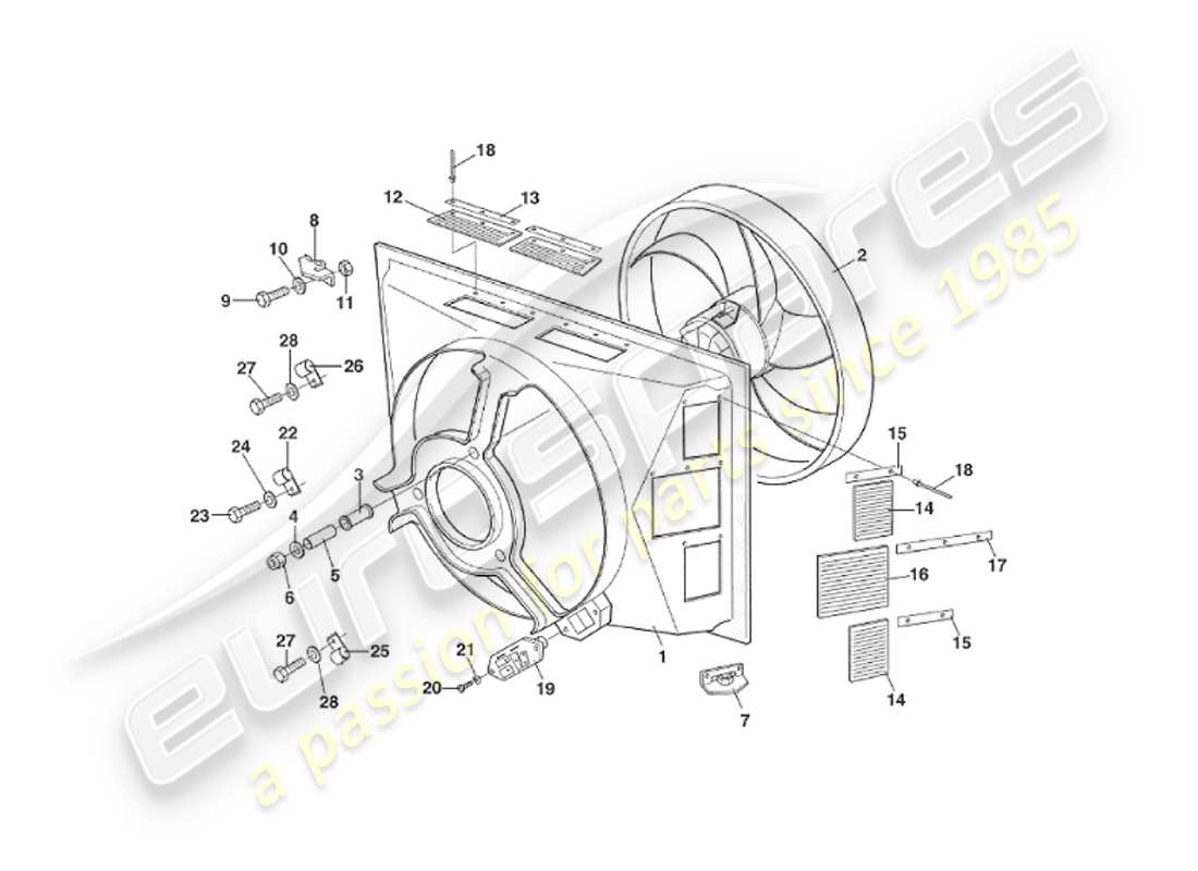 un diagrama de piezas del catálogo de piezas aston martin v8 virage (1999)