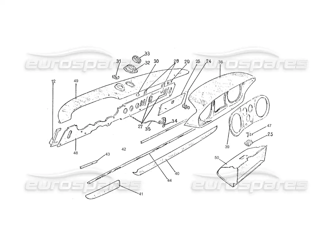 ferrari 275 (pininfarina coachwork) grupo de panel de instrumentos diagrama de piezas
