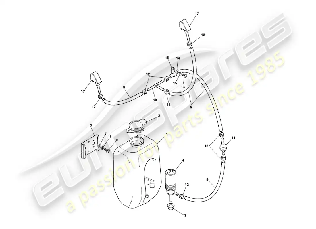 aston martin v8 coupe (1999) lavaparabrisas diagrama de piezas