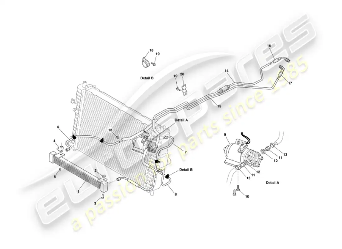 aston martin vanquish (2007) diagrama de piezas de la transmisión de refrigeración de aceite