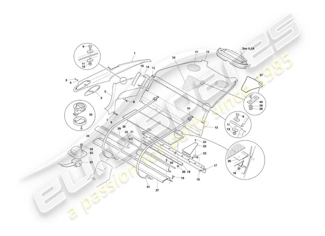 aston martin vanquish (2004) moldura trasera, 2+0 diagrama de piezas