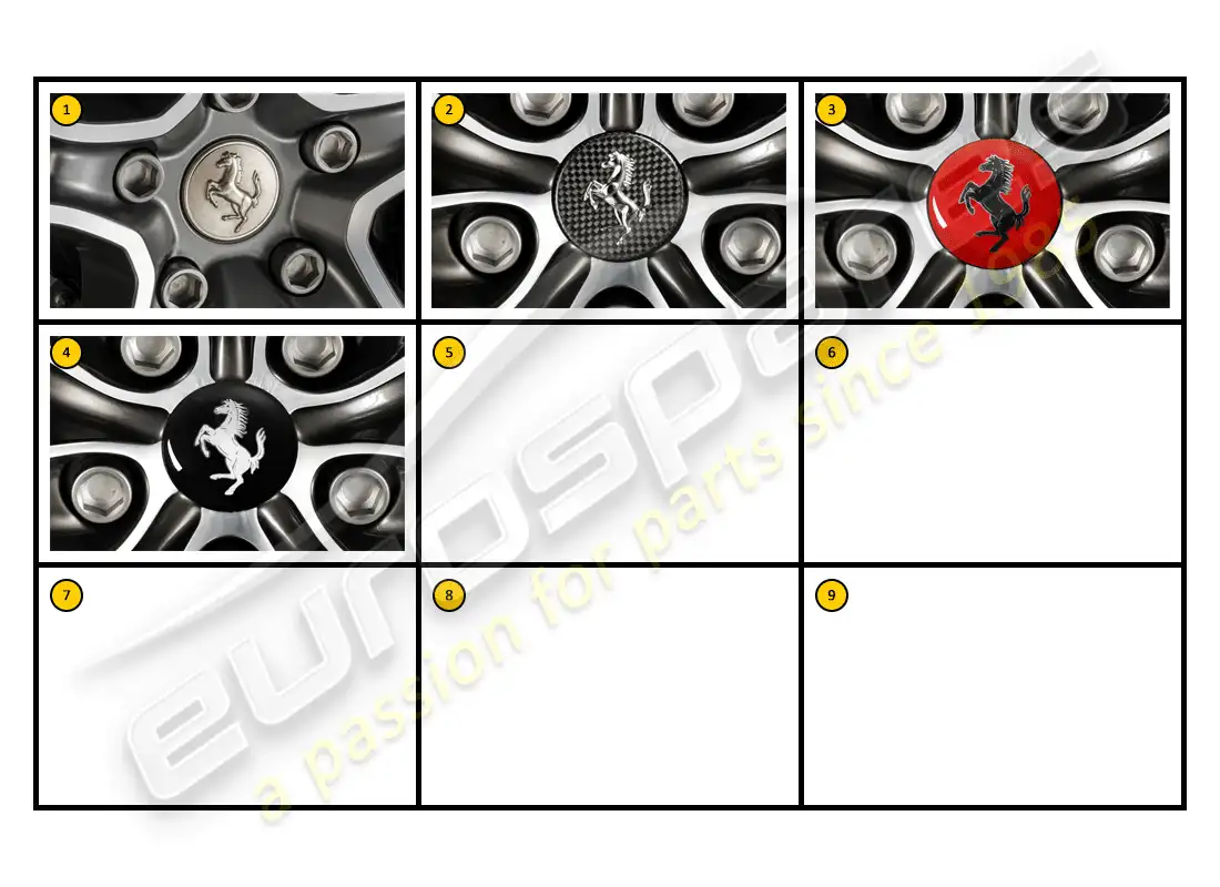 ferrari f430 coupe (accessories) exterior - tapas de ruedas diagrama de piezas