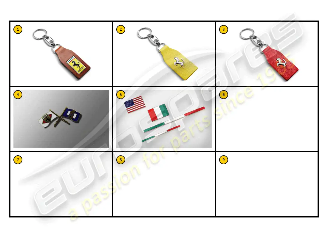 ferrari f430 spider (accessories) equipamiento - insignias y llaveros diagrama de piezas