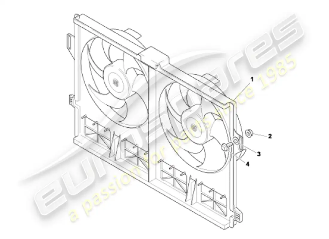 aston martin vanquish (2001) cubierta del ventilador de refrigeración diagrama de piezas