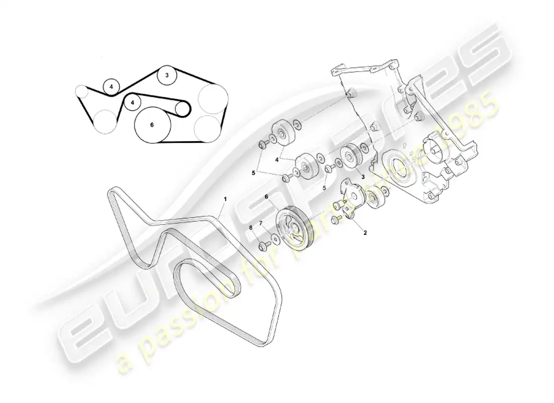 aston martin db7 vantage (2003) diagrama de piezas de correas y cadenas
