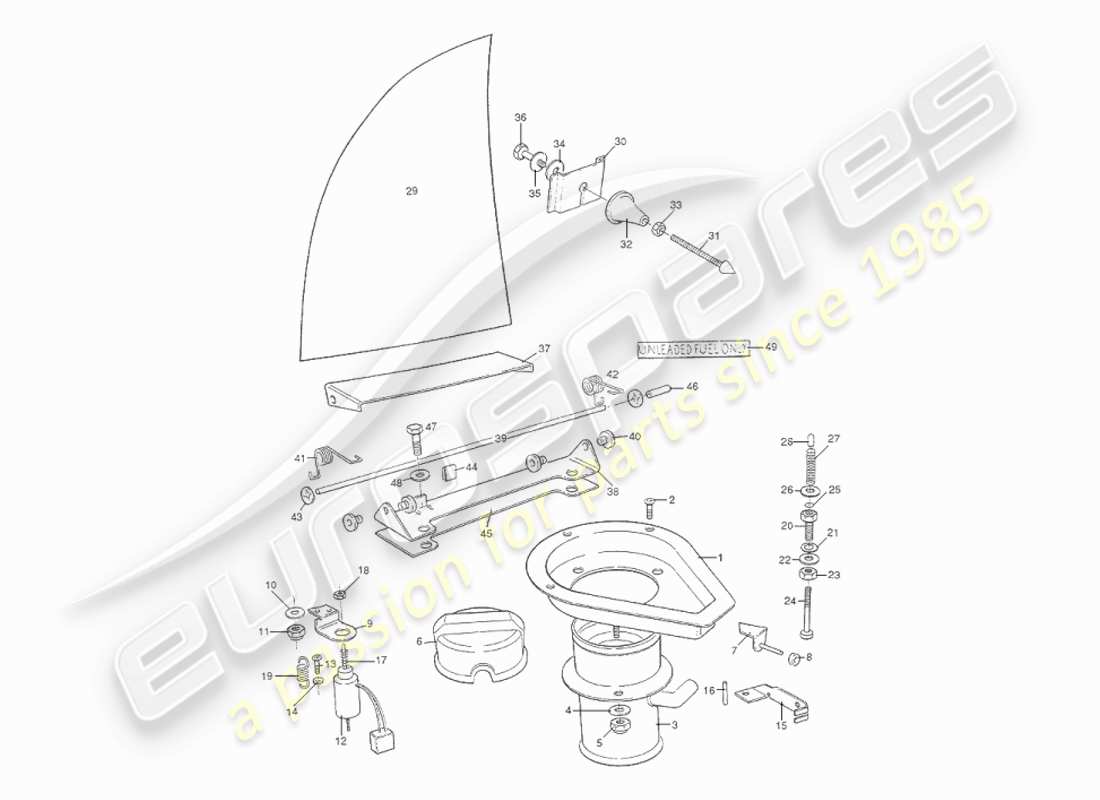 aston martin v8 virage (1999) diagrama de piezas de las aletas de llenado de combustible