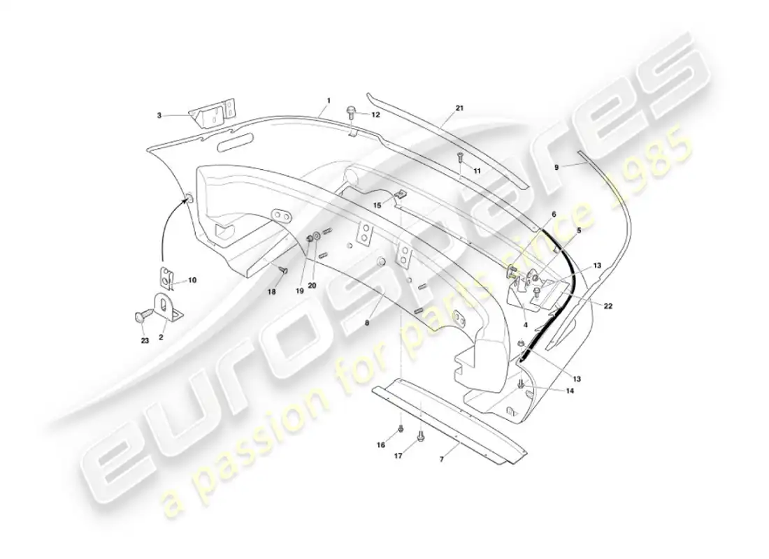 aston martin vanquish (2003) parachoques trasero diagrama de piezas