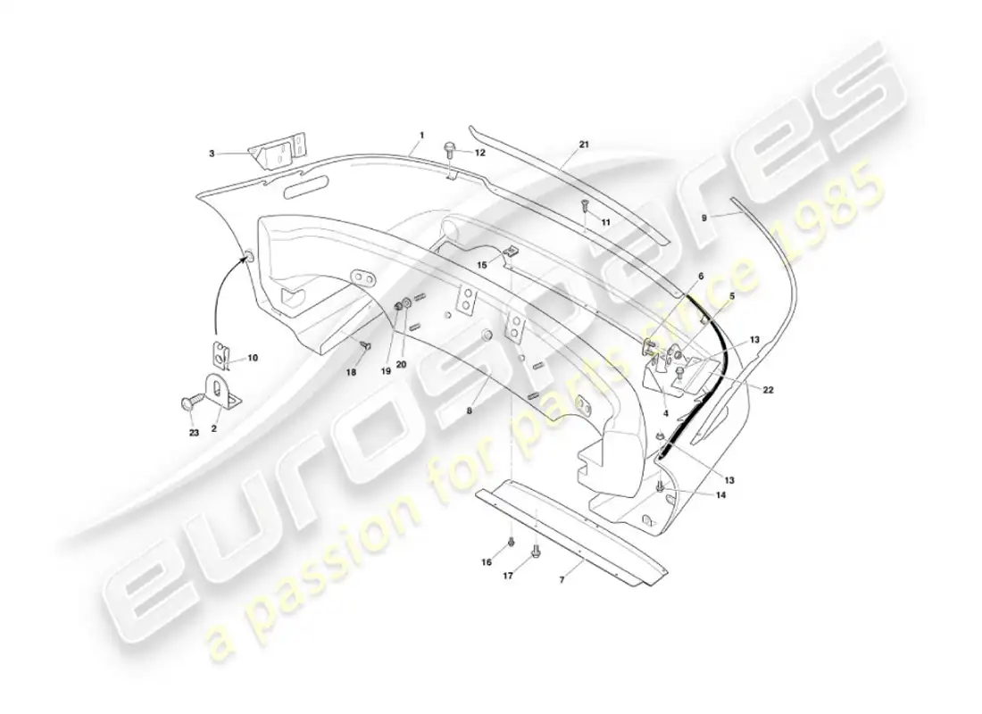 aston martin vanquish (2006) parachoques trasero diagrama de piezas