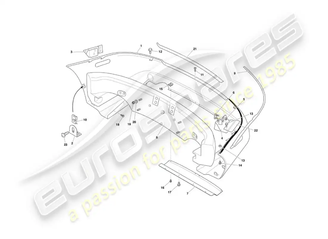 aston martin vanquish (2005) parachoques trasero diagrama de piezas