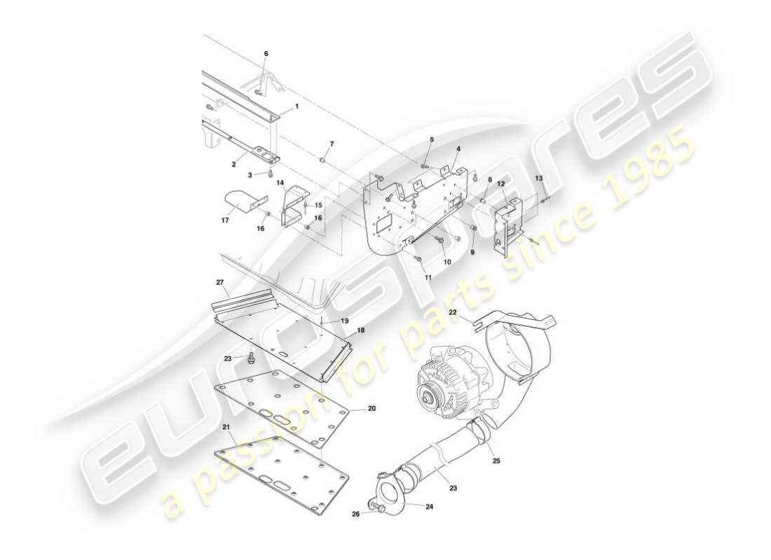 aston martin vanquish (2004) deflectores y escudos térmicos diagrama de piezas