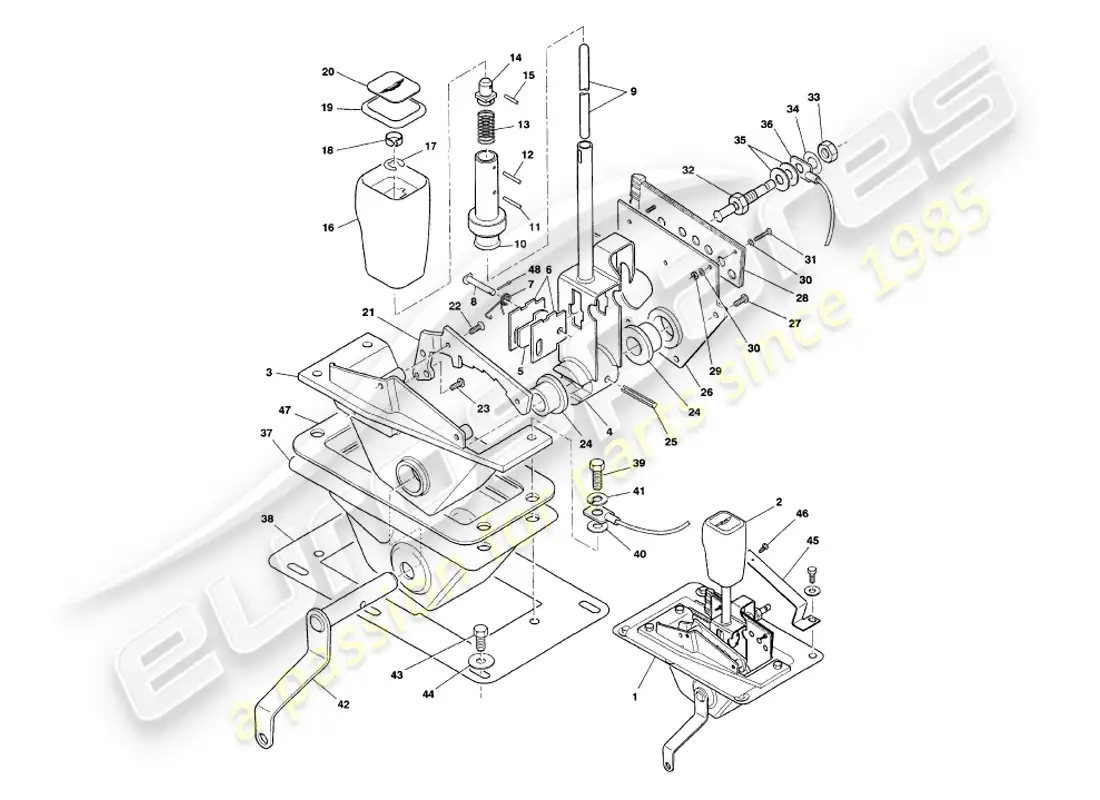 aston martin v8 volante (1998) selector de marchas diagrama de piezas