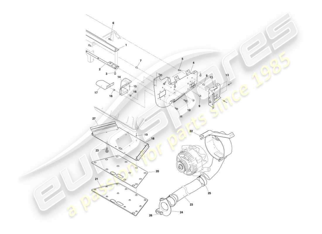 aston martin vanquish (2003) deflectores y escudos térmicos diagrama de piezas
