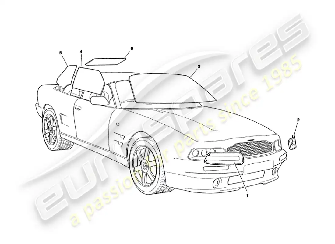 aston martin v8 volante (1998) vaso diagrama de piezas